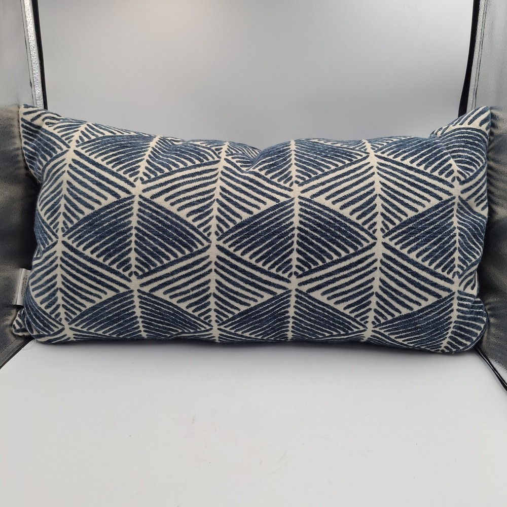 Urban Loft by Westex Lumbar Throw Pillow Blue Cream Geometric Textured 13x24